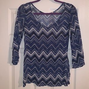 XS Blue Chevron Blouse